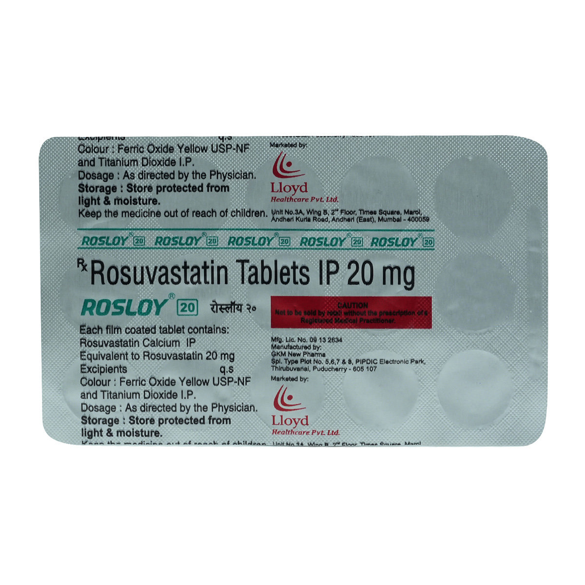 Rosloy 20 mg Tablet 15's, Pack of 15 TABLETS Rosloy 20 mg Tablet 15's, Pack of 15 TABLETS