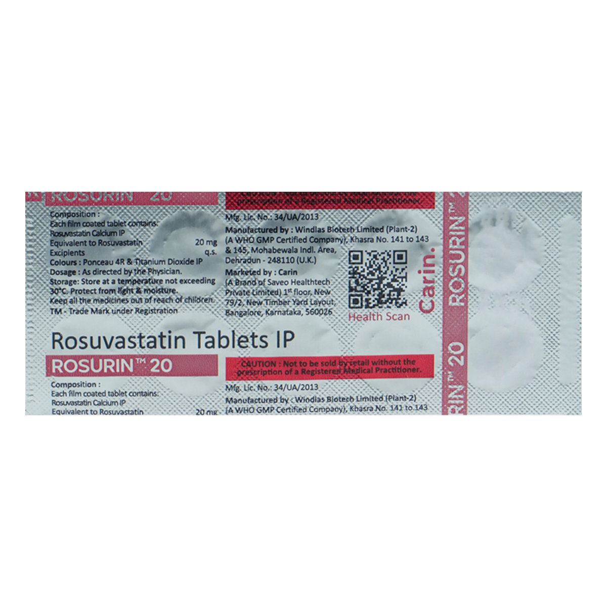 Rosurin 20 Tablet 10's, Pack of 10 TabletS Rosurin 20 Tablet 10's, Pack of 10 TabletS