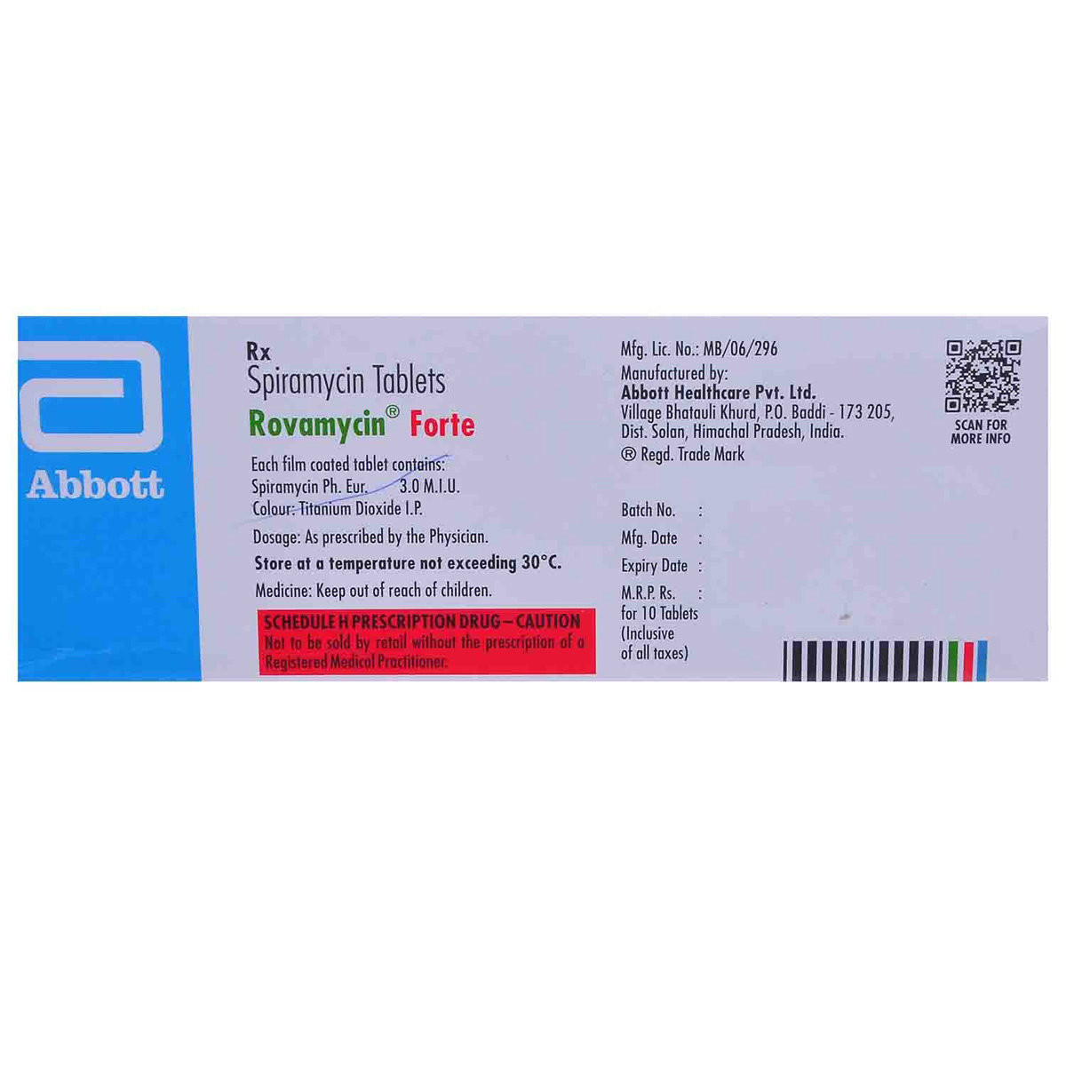 Rovamycin Forte Tablet 10's, Pack of 10 TABLETS Rovamycin Forte Tablet 10's, Pack of 10 TABLETS