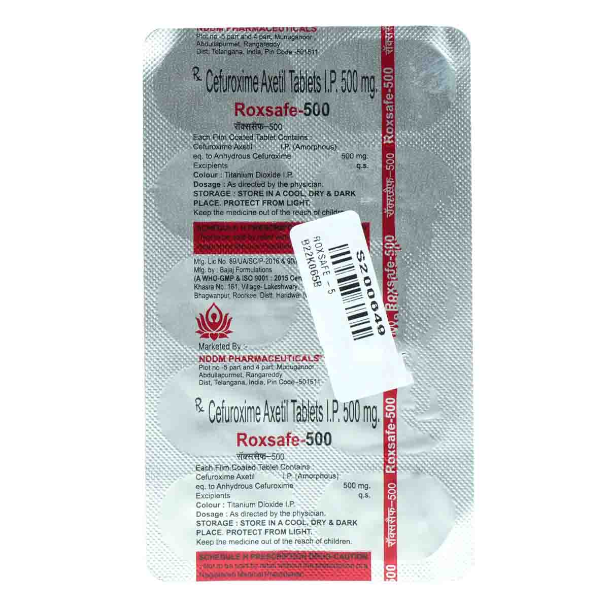 Roxsafe-500 Tablet 10's, Pack of 10 TABLETS Roxsafe-500 Tablet 10's, Pack of 10 TABLETS