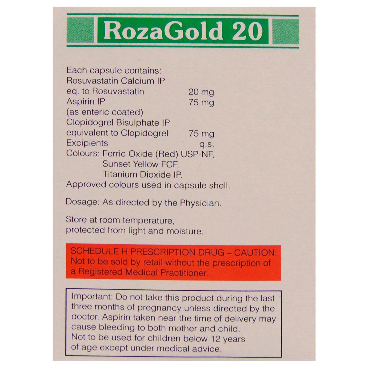 Rozagold 20 Capsule 10's, Pack of 10 CAPSULES Rozagold 20 Capsule 10's, Pack of 10 CAPSULES