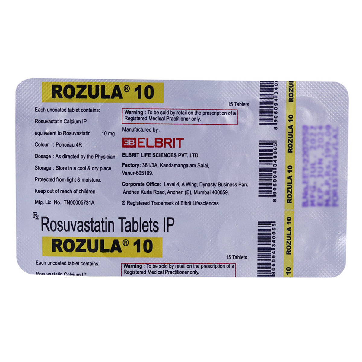 Rozula 10 mg Tablet 15's, Pack of 15 TABLETS Rozula 10 mg Tablet 15's, Pack of 15 TABLETS