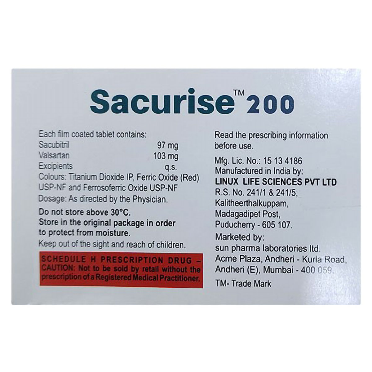 Sacurise 200 Tablet 7's, Pack of 7 Sacurise 200 Tablet 7's, Pack of 7