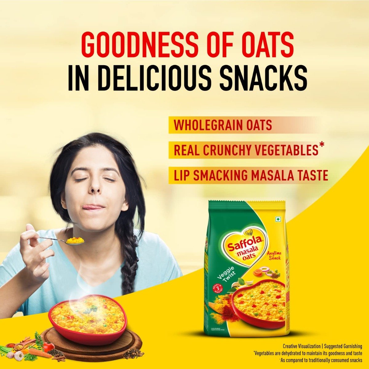 Saffola Masala Veggie Twist Oats, 500 gm, Pack of 1 Saffola Masala Veggie Twist Oats, 500 gm, Pack of 1