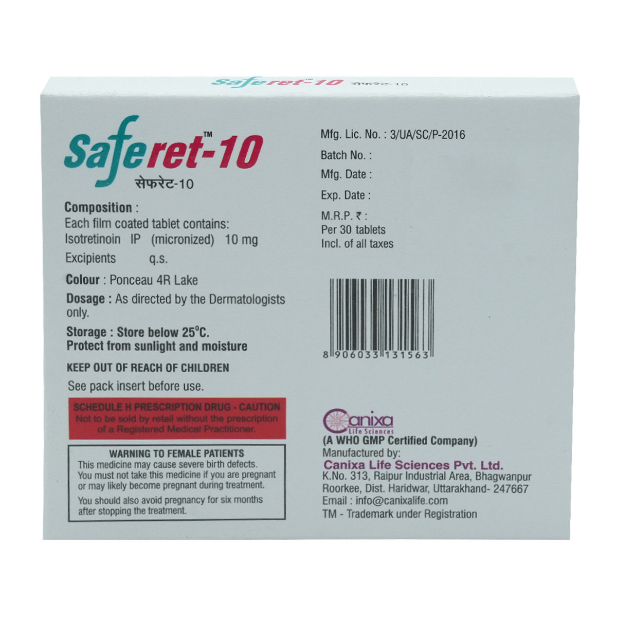 Saferet 10 Tablet 30's, Pack of 30 TABLETS Saferet 10 Tablet 30's, Pack of 30 TABLETS