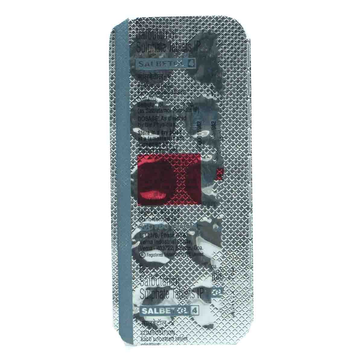 SALBETOL 4MG TABLET, Pack of 10 TABLETS SALBETOL 4MG TABLET, Pack of 10 TABLETS