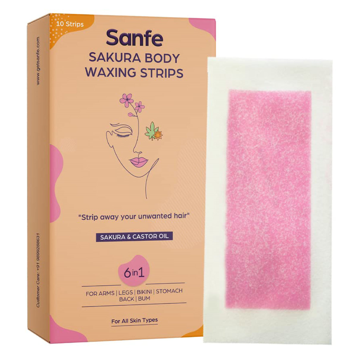 Sanfe Sakura Body Waxing Strips, 10 Count, Pack of 1 Sanfe Sakura Body Waxing Strips, 10 Count, Pack of 1