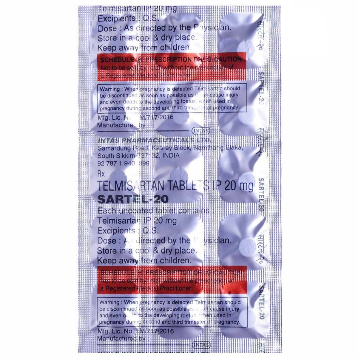 Sartel-20 Tablet 15's, Pack of 15 TABLETS Sartel-20 Tablet 15's, Pack of 15 TABLETS