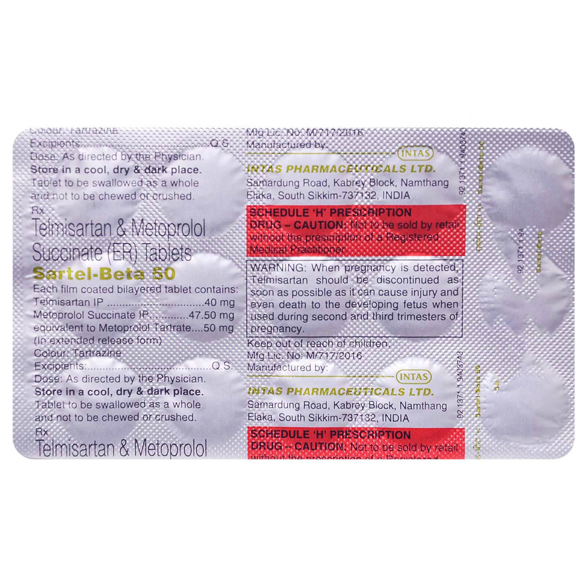 Sartel-Beta 50 Tablet 15's, Pack of 15 TABLETS Sartel-Beta 50 Tablet 15's, Pack of 15 TABLETS
