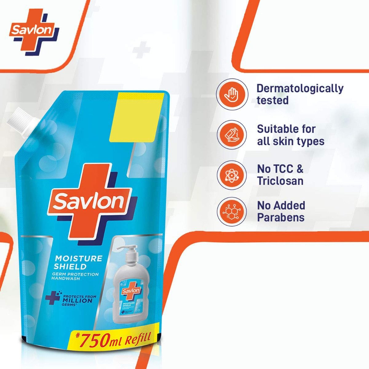 Savlon Moisture Shield Germ Protection Handwash 750 ml Refill Pack | With Silver Nano Particles | Provides Germ Protection | Keep Hand Soft & Moisturised | For All Skin Type, Pack of 1 Savlon Moisture Shield Germ Protection Handwash 750 ml Refill Pack | With Silver Nano Particles | Provides Germ Protection | Keep Hand Soft & Moisturised | For All Skin Type, Pack of 1