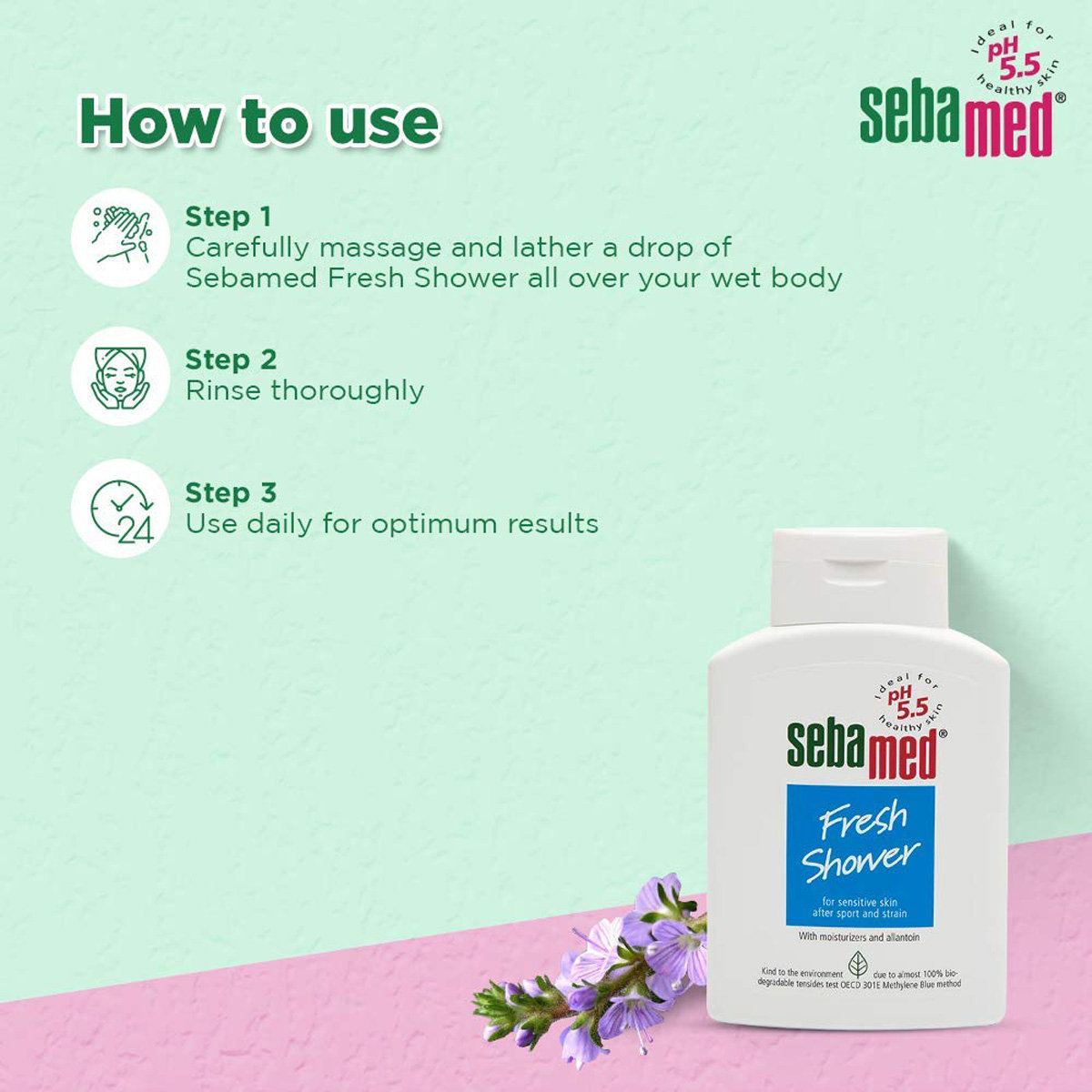 Sebamed Fresh Shower Body Wash 200 ml | With Moisturisers & Allantoin | pH 5.5 | For Sensitive Skin, Pack of 1 Sebamed Fresh Shower Body Wash 200 ml | With Moisturisers & Allantoin | pH 5.5 | For Sensitive Skin, Pack of 1