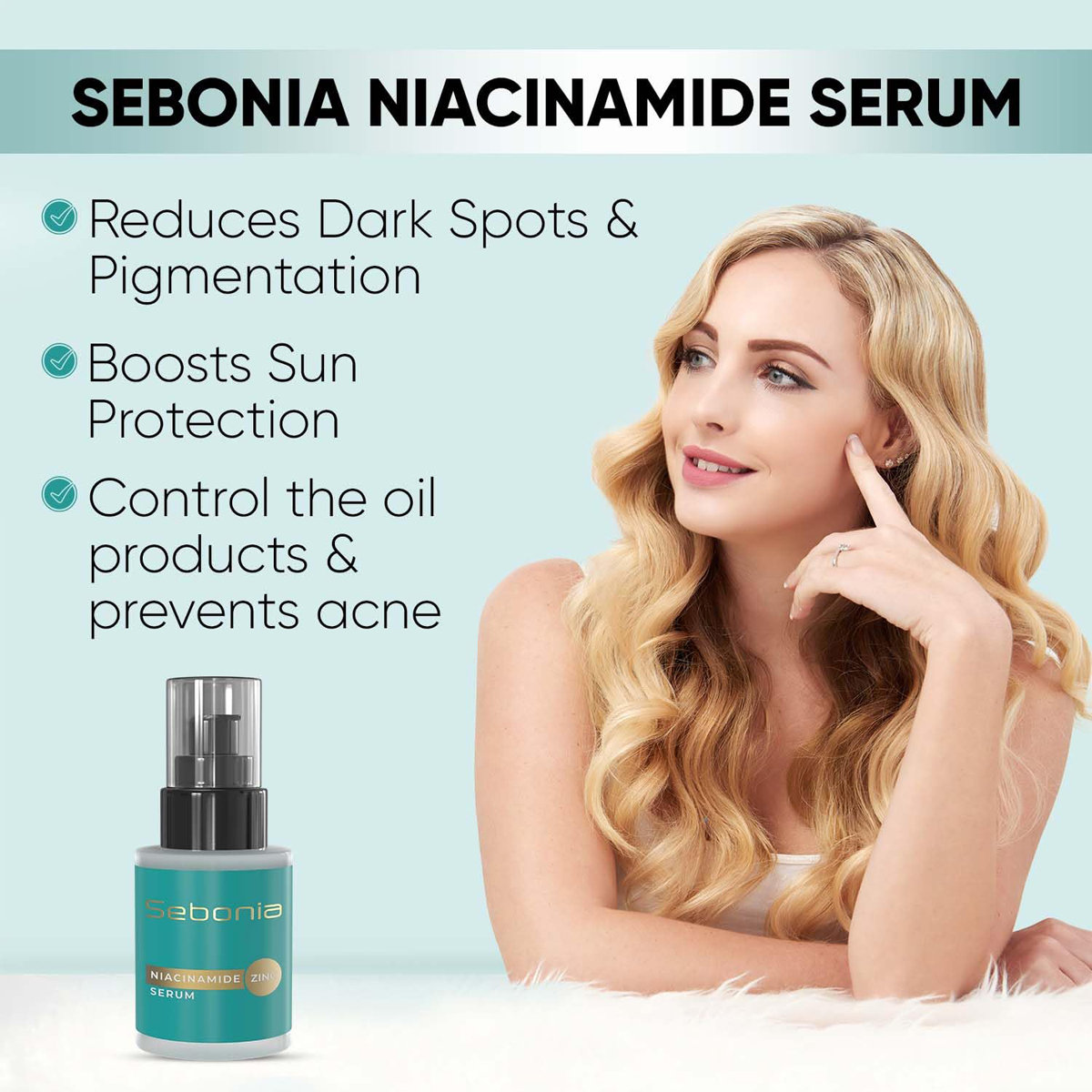 Sebonia Serum 20 ml | Niacinamide & Zinc | Reduces Acne Spots & Blemishes | Controls Excess Oil & Refines Pore | Lightweight & Non Oily, Pack of 1 Sebonia Serum 20 ml | Niacinamide & Zinc | Reduces Acne Spots & Blemishes | Controls Excess Oil & Refines Pore | Lightweight & Non Oily, Pack of 1