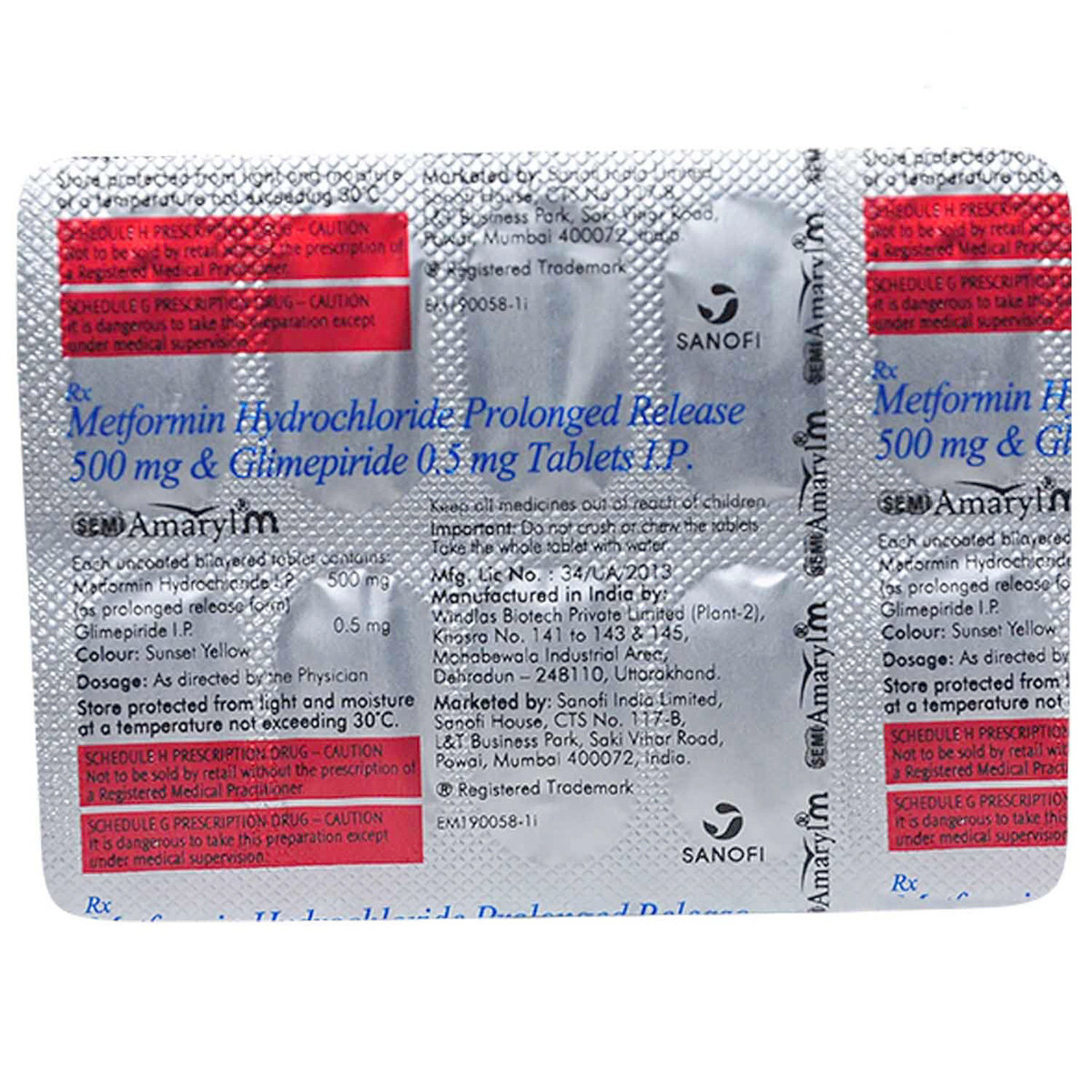 Semi Amaryl M Tablet 10's, Pack of 10 TABLETS Semi Amaryl M Tablet 10's, Pack of 10 TABLETS