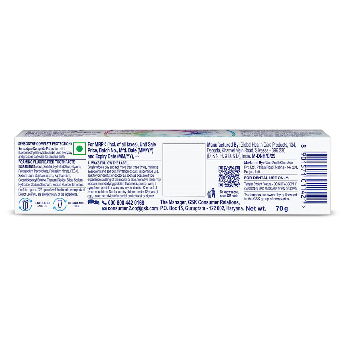 Sensodyne Complete Protection+ Toothpaste, 70 gm, Pack of 1 Sensodyne Complete Protection+ Toothpaste, 70 gm, Pack of 1
