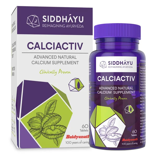 Siddhayu Calciactiv Advanced Natural Calcium Supplement, 60 Tablets, Pack of 1
