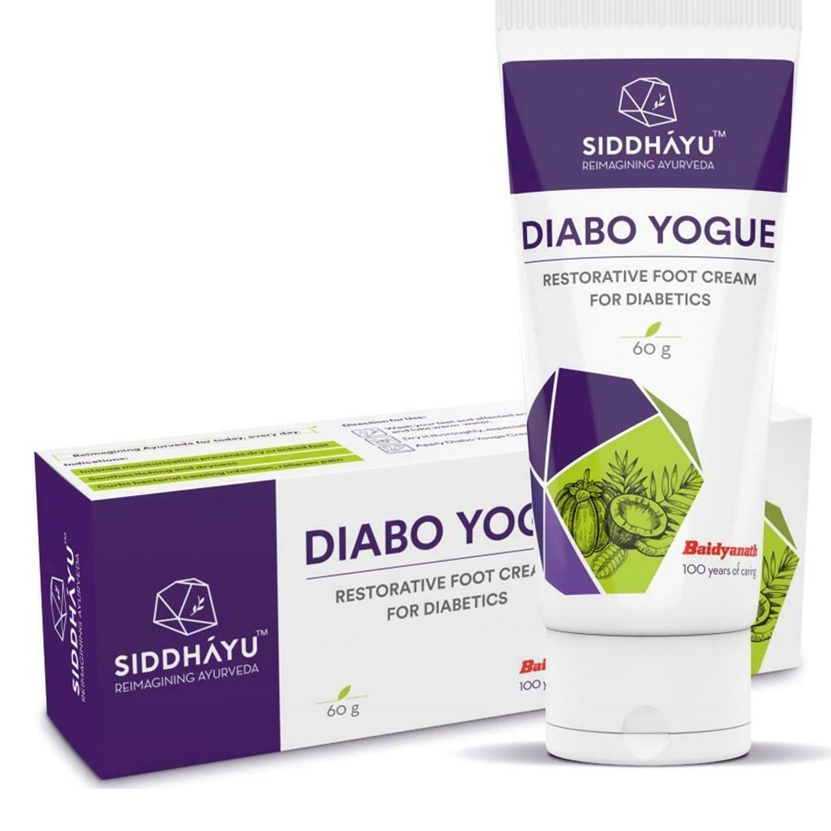 Siddhayu Diabo Yogue Restorative Foot Cream 60 gm | Intense Moisturization To Prevent Dry Cracked Feet | Soothes Itching | Relieves Pain | For Diabetic Foot Problems, Pack of 1 Siddhayu Diabo Yogue Restorative Foot Cream 60 gm | Intense Moisturization To Prevent Dry Cracked Feet | Soothes Itching | Relieves Pain | For Diabetic Foot Problems, Pack of 1