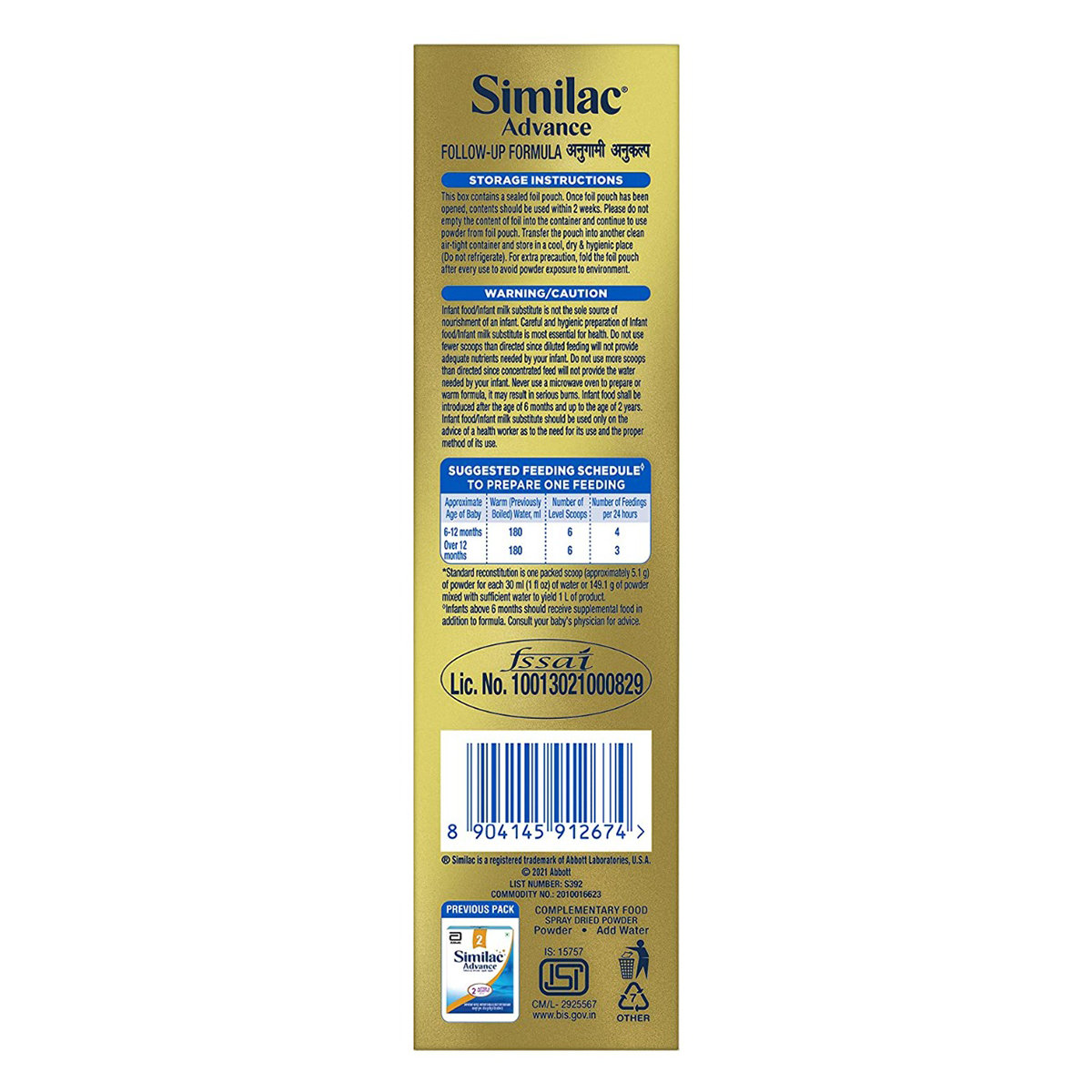 Similac Advance Follow-Up Formula Stage 2 Powder (After 6 Months), 400 gm Refill Pack, Pack of 1 Similac Advance Follow-Up Formula Stage 2 Powder (After 6 Months), 400 gm Refill Pack, Pack of 1