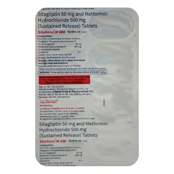 Sitahenz-M 500 Tablet 10's, Pack of 10 TabletS