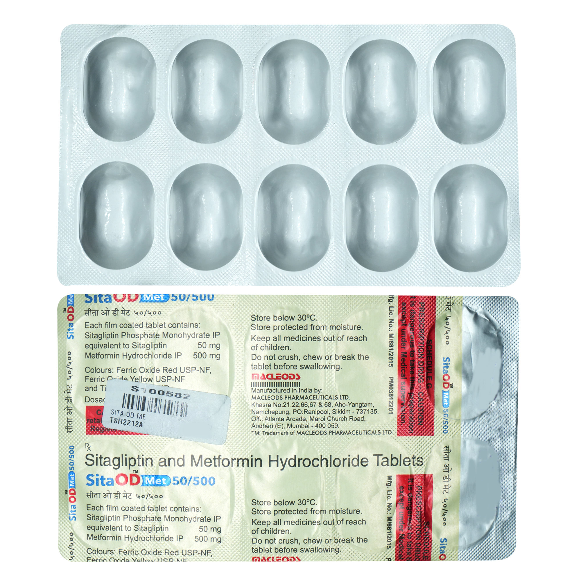 Sita OD Met 50 mg/500 mg Tablet 10's, Pack of 10 TabletS Sita OD Met 50 mg/500 mg Tablet 10's, Pack of 10 TabletS