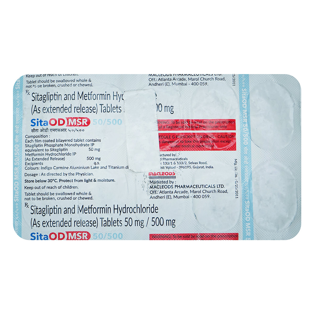 Sita OD MSR 50/500 Tablet 10's, Pack of 10 TabletS Sita OD MSR 50/500 Tablet 10's, Pack of 10 TabletS