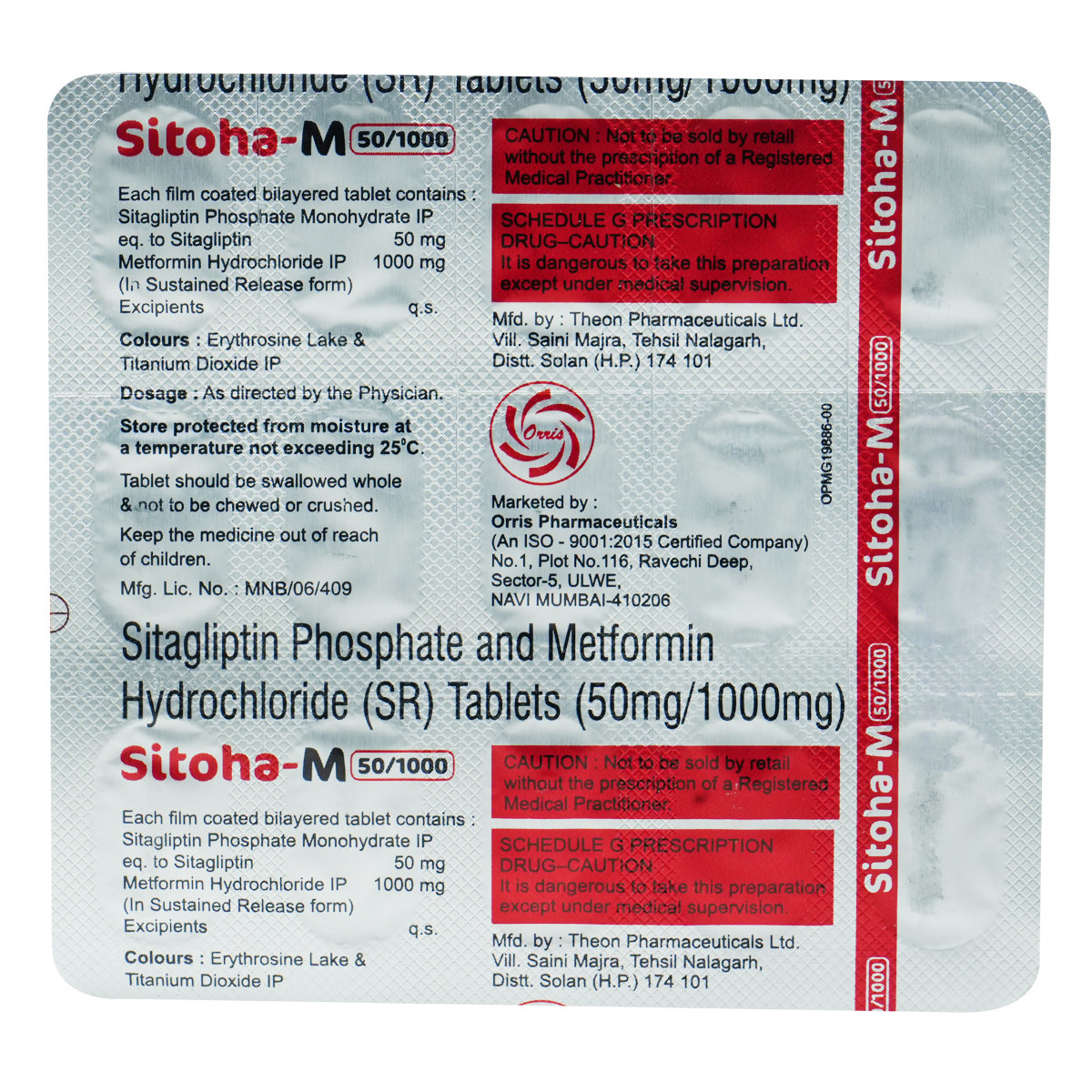 Sitoha-M 50 mg/1000 mg Tablet 15's, Pack of 15 TABLETS Sitoha-M 50 mg/1000 mg Tablet 15's, Pack of 15 TABLETS