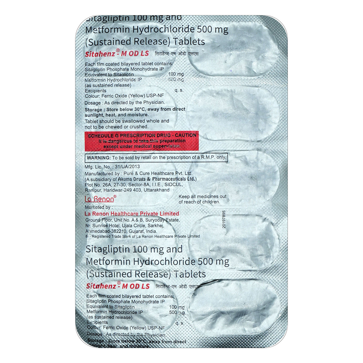 Sitahenz-M Od LS 100/500 Tablet 10's, Pack of 10 TabletS Sitahenz-M Od LS 100/500 Tablet 10's, Pack of 10 TabletS