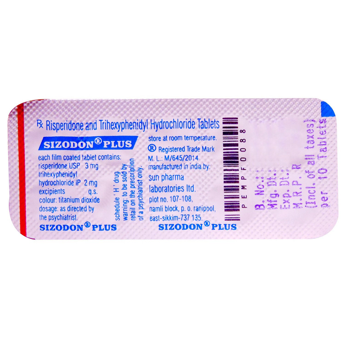 Sizodon Plus Tablet 10's, Pack of 10 TABLETS Sizodon Plus Tablet 10's, Pack of 10 TABLETS