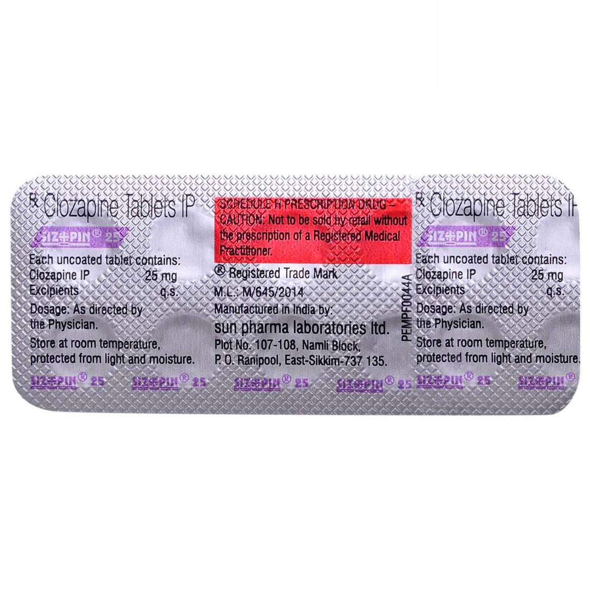 SIZOPIN 25MG TABLET, Pack of 10 TABLETS SIZOPIN 25MG TABLET, Pack of 10 TABLETS