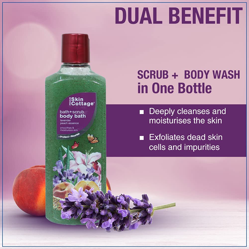 Skin Cottage Lavender Peach Essence Bath+Scrub Body Bath 400 ml | Gently Cleanses | Deeply Nourishes & Moisturises, Pack of 1 Skin Cottage Lavender Peach Essence Bath+Scrub Body Bath 400 ml | Gently Cleanses | Deeply Nourishes & Moisturises, Pack of 1