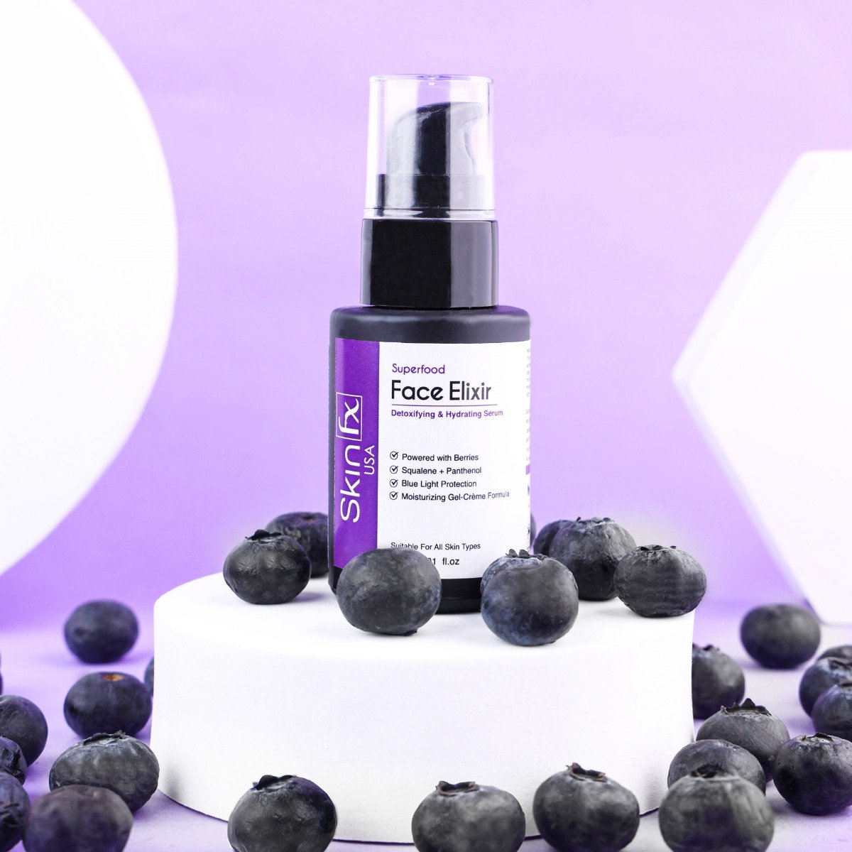 Skin Fx Face Elixir Detoxifying & Hydrating Serum 30 ml | Berries, Squalane & Panthenol | 72 Hr Moisturization | Blue Light Protection | Gel-Crème Formula | For All Skin Type, Pack of 1 Skin Fx Face Elixir Detoxifying & Hydrating Serum 30 ml | Berries, Squalane & Panthenol | 72 Hr Moisturization | Blue Light Protection | Gel-Crème Formula | For All Skin Type, Pack of 1