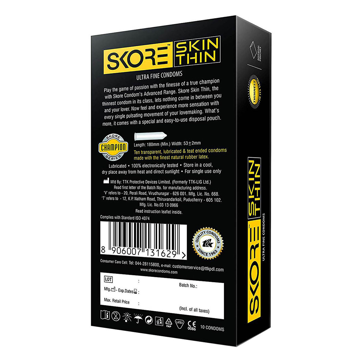 Skore Skin Thin Ultra Fine Condoms, 10 Count, Pack of 1 Skore Skin Thin Ultra Fine Condoms, 10 Count, Pack of 1