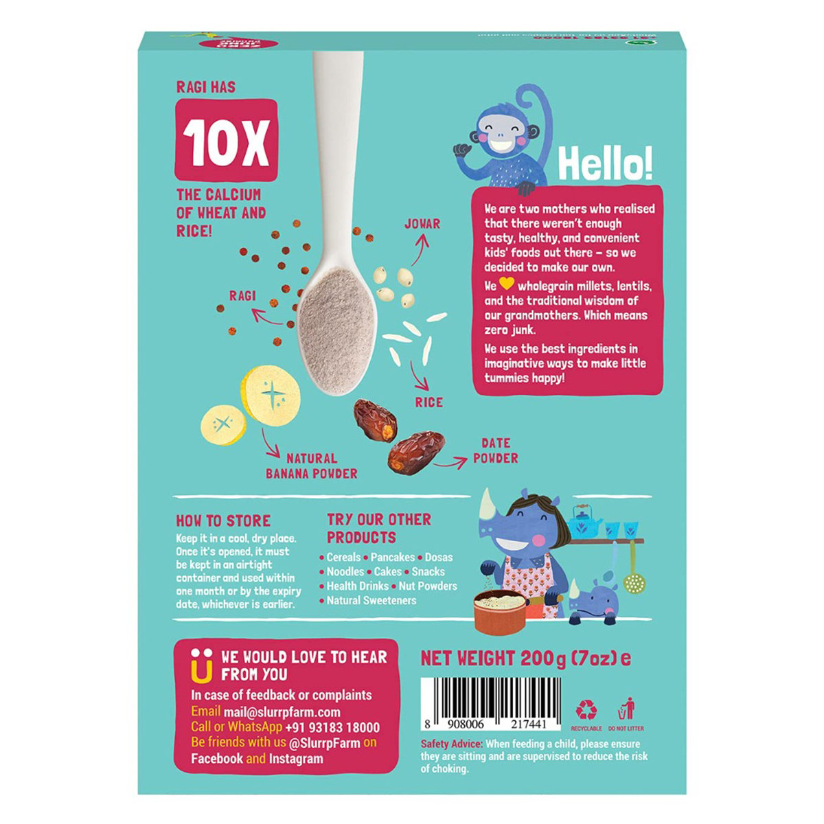 Slurrp Farm Banana, Ragi & Rice with Milk Baby Cereal, 200 gm, Pack of 1 Slurrp Farm Banana, Ragi & Rice with Milk Baby Cereal, 200 gm, Pack of 1