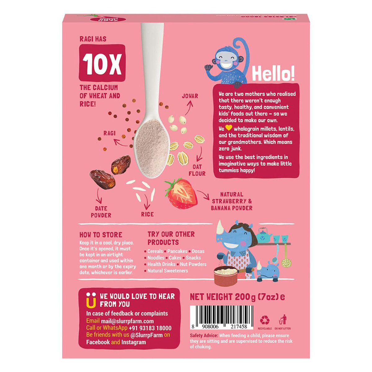 Slurrp Farm Strawberry Ragi & Rice with Milk Baby Cereal, 200 gm, Pack of 1 Slurrp Farm Strawberry Ragi & Rice with Milk Baby Cereal, 200 gm, Pack of 1