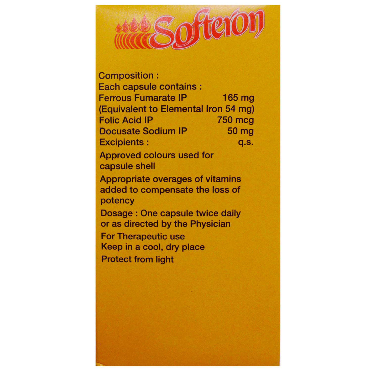 Softeron Capsule 15's, Pack of 15 CapsuleS Softeron Capsule 15's, Pack of 15 CapsuleS