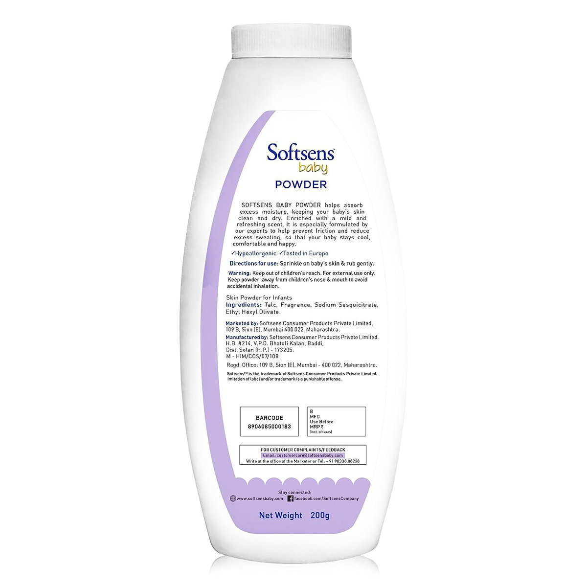 Softsens Baby Powder, 200 gm, Pack of 1 Softsens Baby Powder, 200 gm, Pack of 1