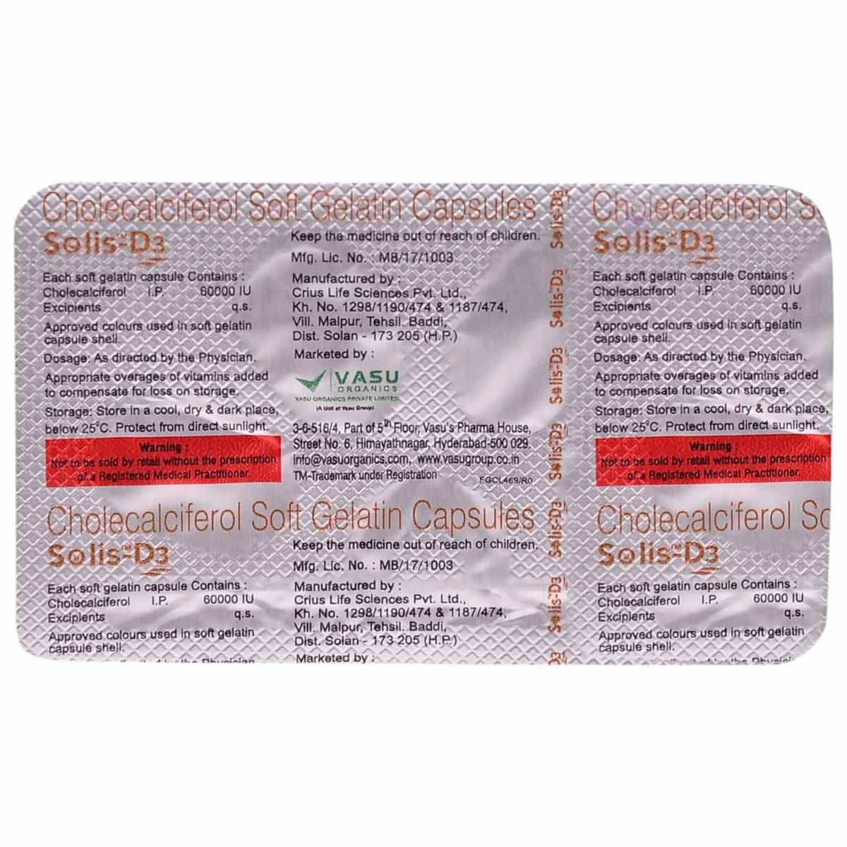 Solis D3 Capsule 4's, Pack of 4 Solis D3 Capsule 4's, Pack of 4