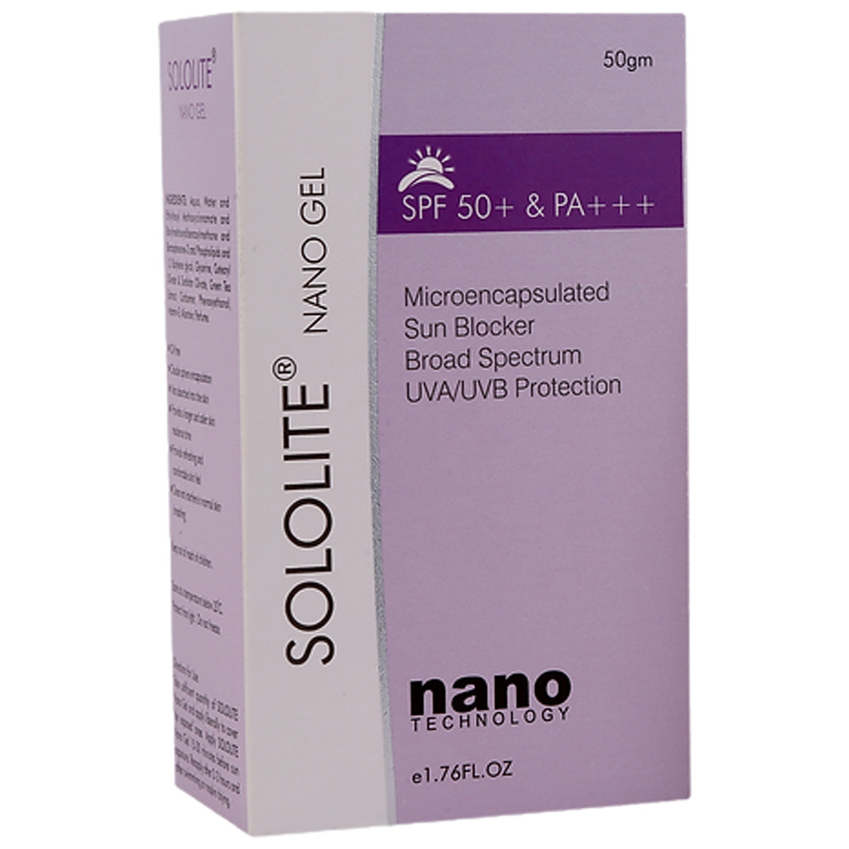 Sololite Spf 50+Pa+++ Nano Gel 50 gm, Pack of 1 Sololite Spf 50+Pa+++ Nano Gel 50 gm, Pack of 1