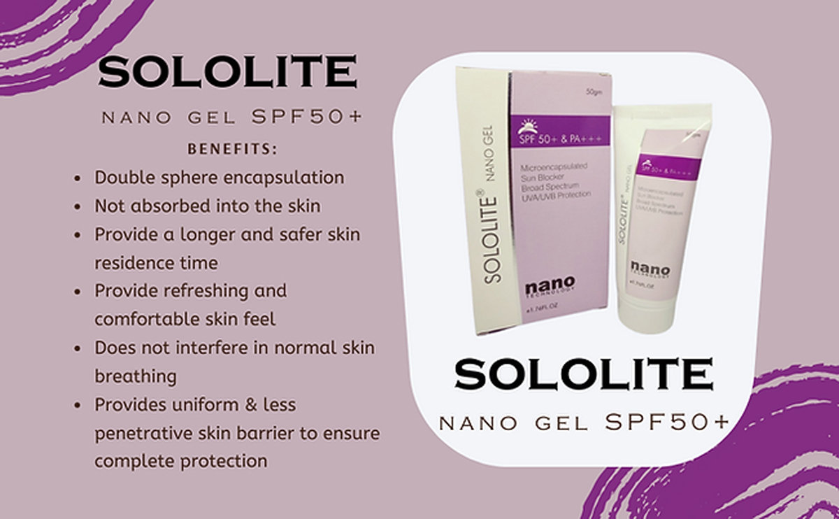 Sololite Spf 50+Pa+++ Nano Gel 50 gm, Pack of 1 Sololite Spf 50+Pa+++ Nano Gel 50 gm, Pack of 1