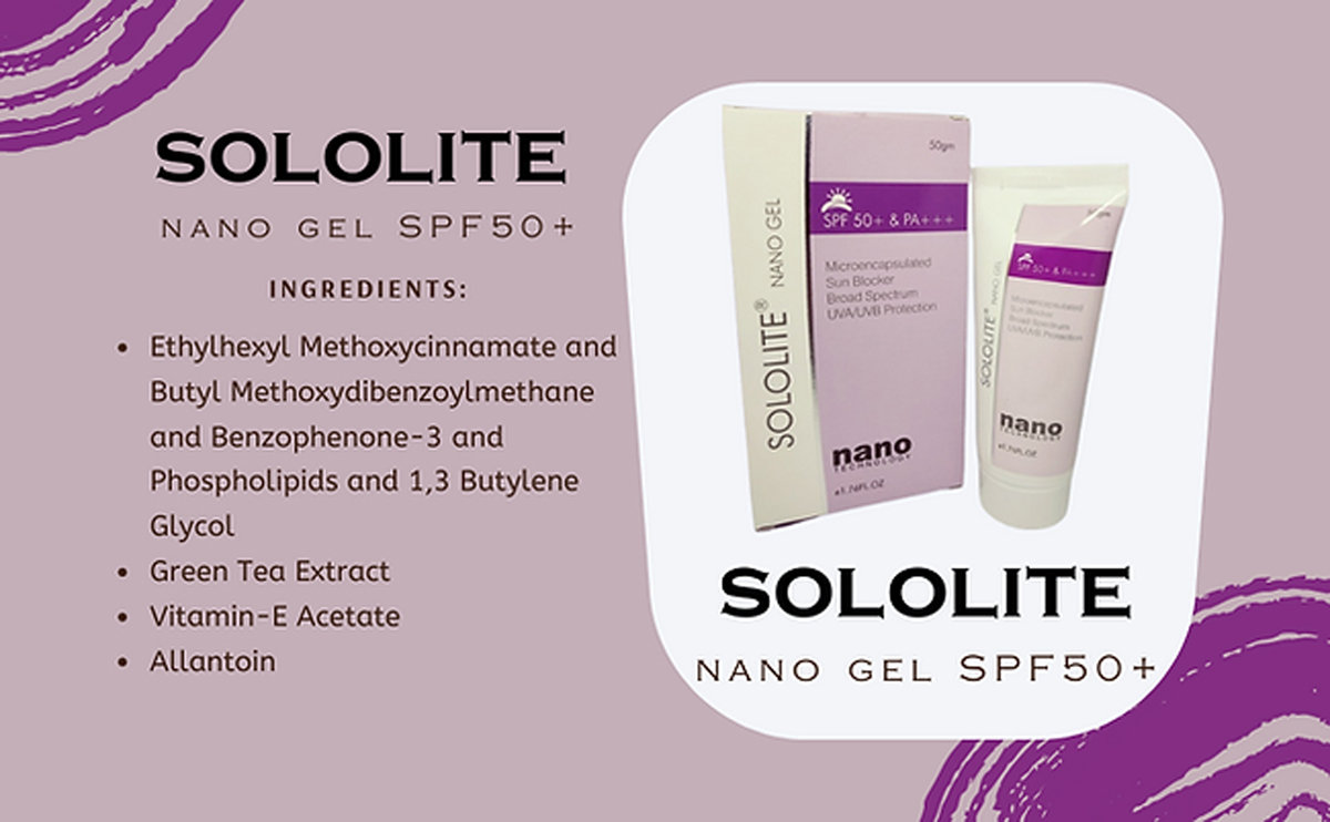 Sololite Spf 50+Pa+++ Nano Gel 50 gm, Pack of 1 Sololite Spf 50+Pa+++ Nano Gel 50 gm, Pack of 1