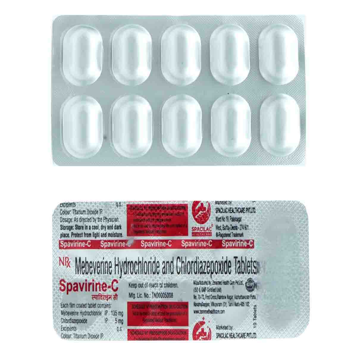Spavirine-C 135/5 Tablet 10's, Pack of 10 TABLETS Spavirine-C 135/5 Tablet 10's, Pack of 10 TABLETS