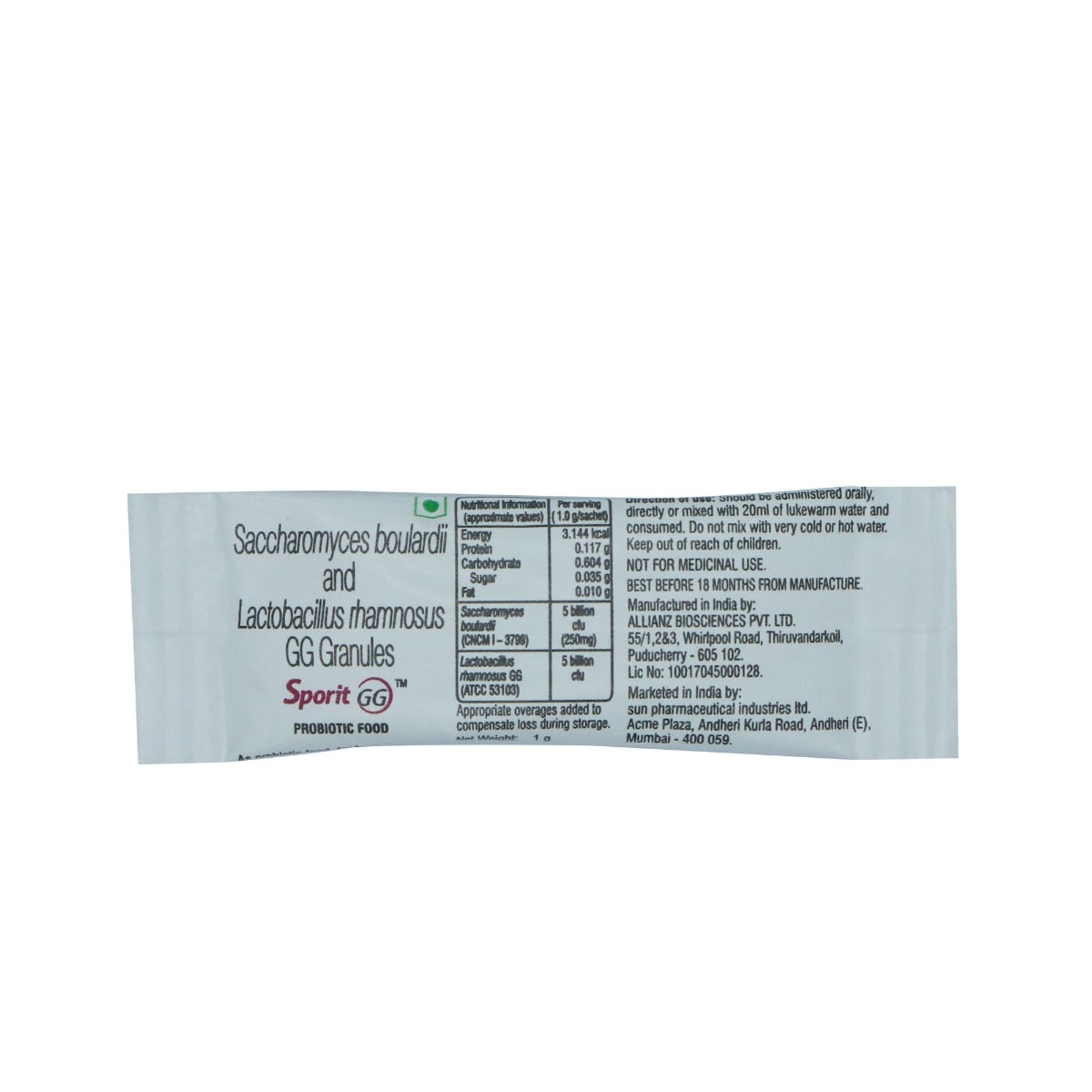 Sporit GG Sachet 1 gm, Pack of 1 POWDER Sporit GG Sachet 1 gm, Pack of 1 POWDER