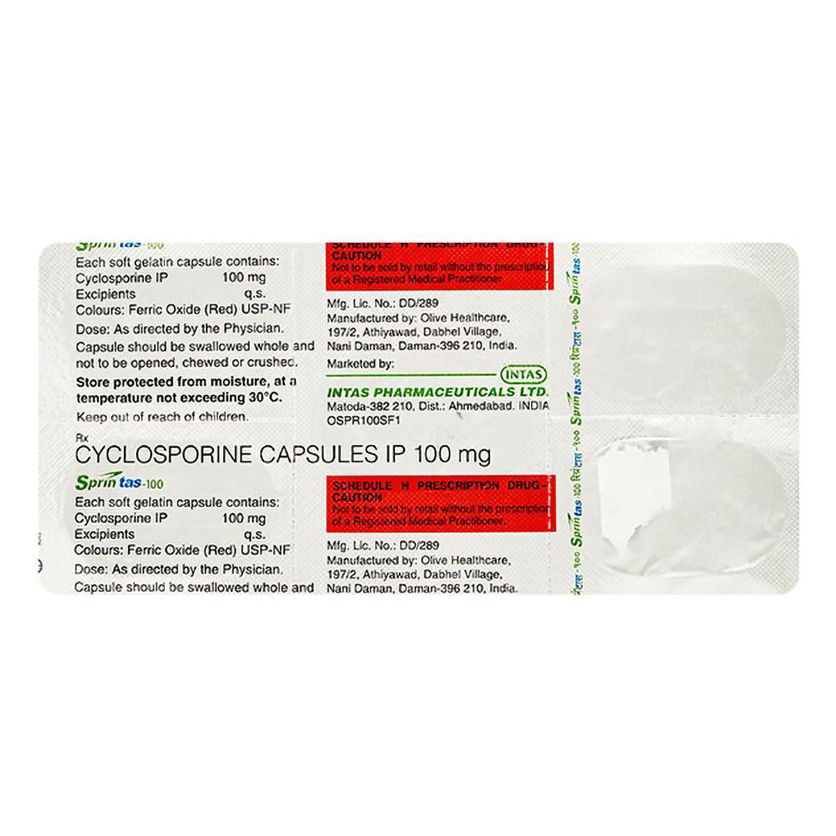 Sprintas 100 mg Capsule 5's, Pack of 5 CapsuleS Sprintas 100 mg Capsule 5's, Pack of 5 CapsuleS