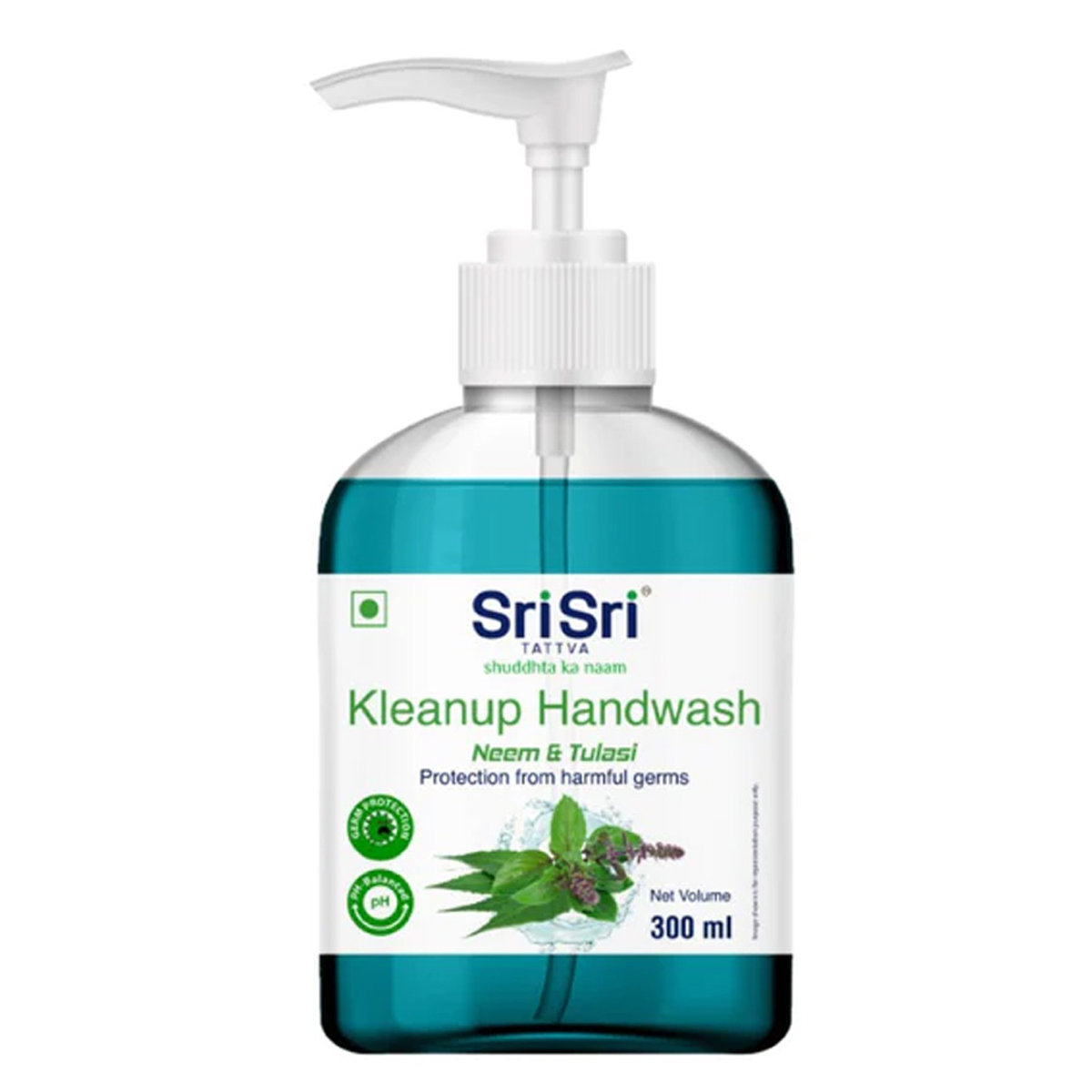 Sri Sri Tattva Neem & Tulasi Flavour Kleanup Handwash 300 ml Pump Bottle | With Neem & Tulasi Extracts | Kills Germs | Keep Hands Soft & Moisturised, Pack of 1 Sri Sri Tattva Neem & Tulasi Flavour Kleanup Handwash 300 ml Pump Bottle | With Neem & Tulasi Extracts | Kills Germs | Keep Hands Soft & Moisturised, Pack of 1