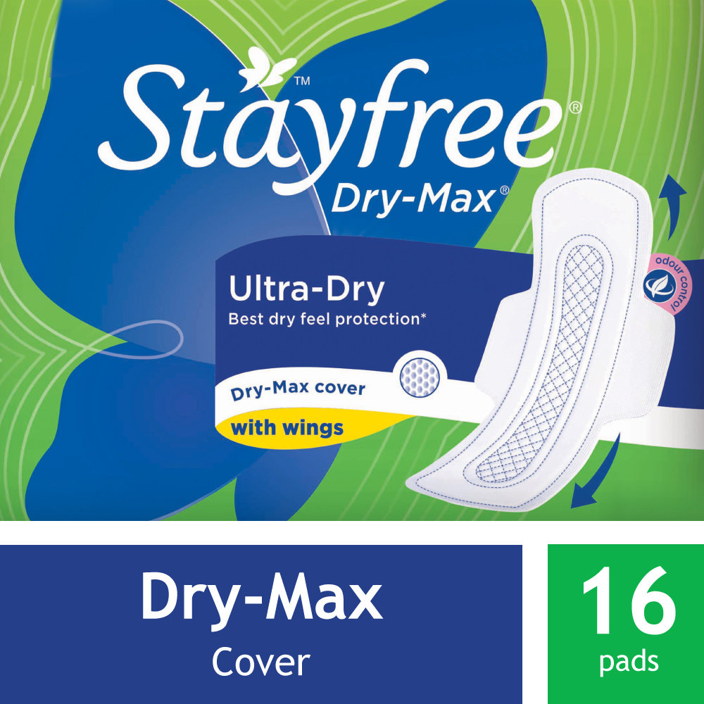 Stayfree Dry-Max Ultra-Dry Pads With Wings, 16 Count, Pack of 1 Stayfree Dry-Max Ultra-Dry Pads With Wings, 16 Count, Pack of 1