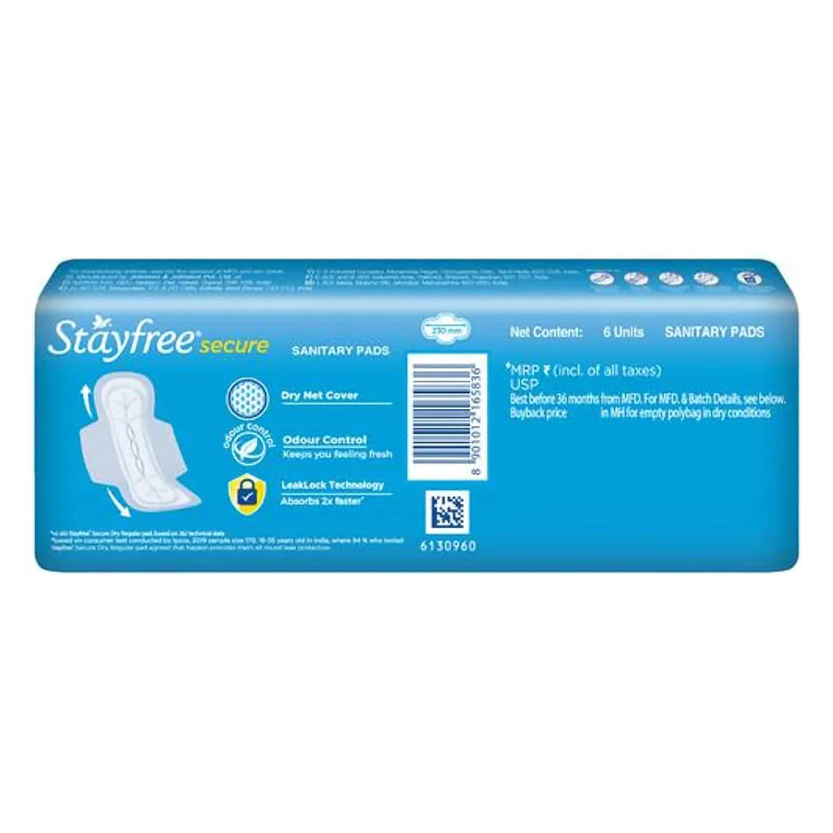 Stayfree Secure Dry Cover Pads with Wings Regular, 6 Count, Pack of 1 Stayfree Secure Dry Cover Pads with Wings Regular, 6 Count, Pack of 1