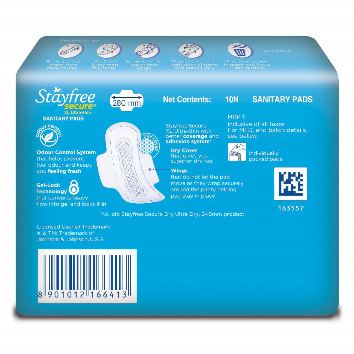 Stayfree Secure Ultra-Thin Dry Cover Pads With Wings XL, 10 Count, Pack of 1 Stayfree Secure Ultra-Thin Dry Cover Pads With Wings XL, 10 Count, Pack of 1