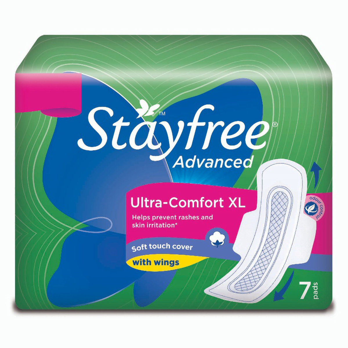 Stayfree Advanced Ultra-Comfort Soft Touch Cover Pads XL, 7 Count, Pack of 1 Stayfree Advanced Ultra-Comfort Soft Touch Cover Pads XL, 7 Count, Pack of 1