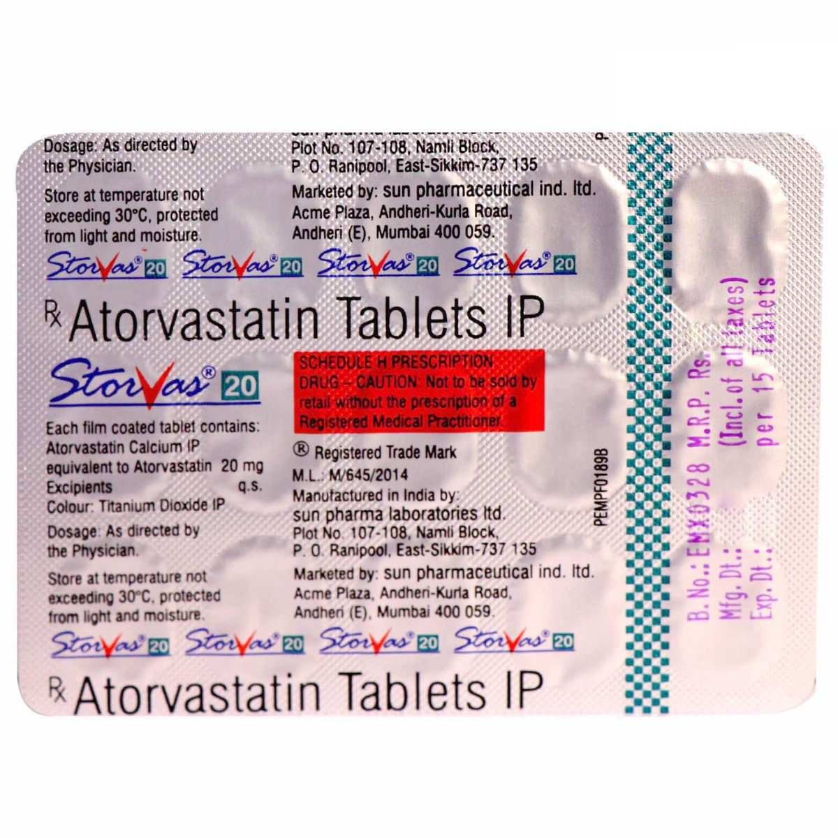 Storvas 20 Tablet 15's, Pack of 15 TABLETS Storvas 20 Tablet 15's, Pack of 15 TABLETS