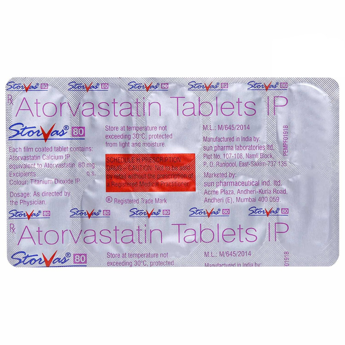 Storvas 80 Tablet 10's, Pack of 10 TABLETS Storvas 80 Tablet 10's, Pack of 10 TABLETS