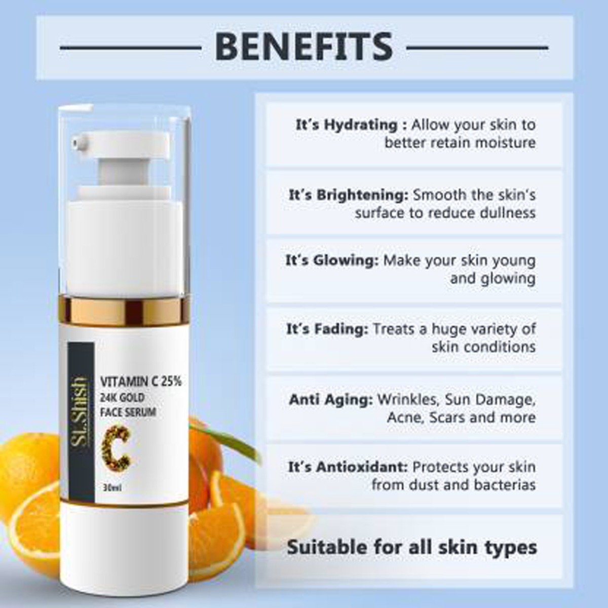 St.Shish Vitamin C 25% 24K Gold Face Serum, 30 ml, Pack of 1 St.Shish Vitamin C 25% 24K Gold Face Serum, 30 ml, Pack of 1